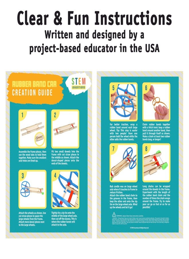 STEM Inventions Rubber Band Car Kit (10-Pack) - Classroom STEM Engineering Project, DIY Wooden Cars for Physics & Motion Lessons, Educational Science Kits for Grades 3-8 - Image 5